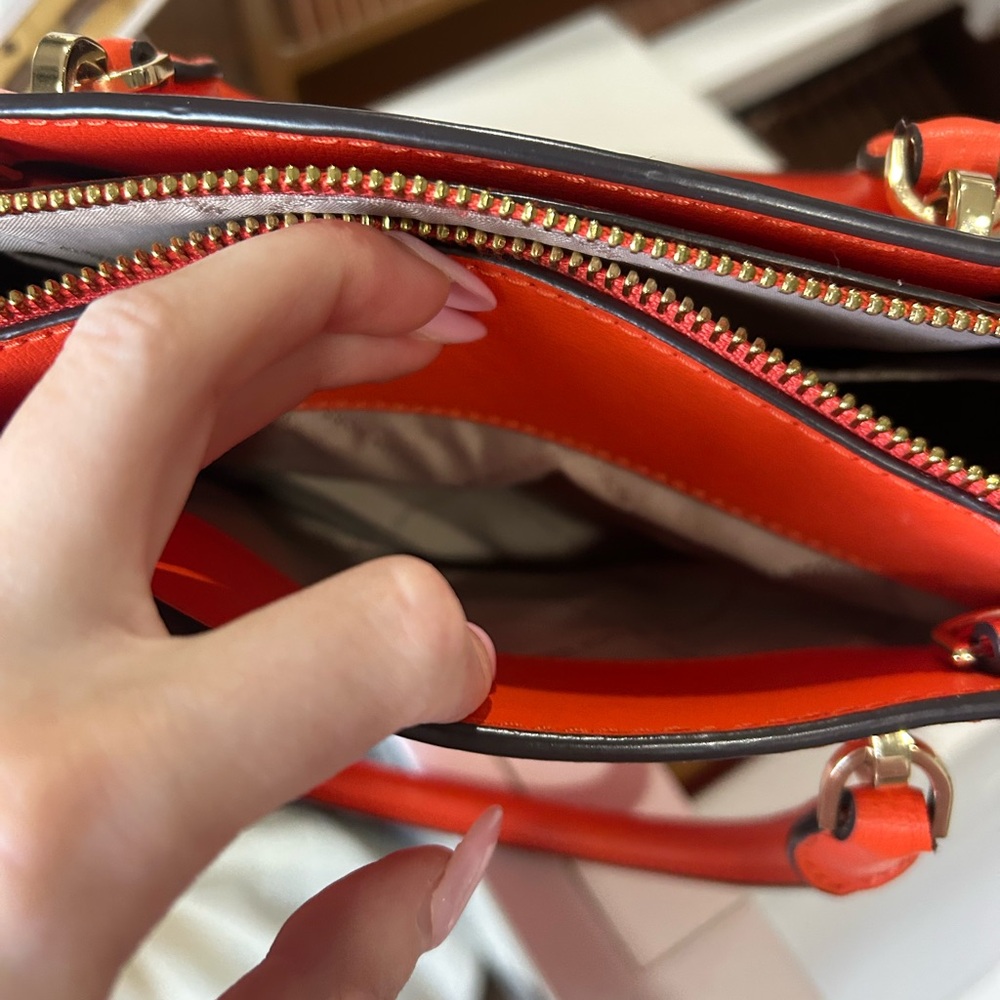 MICHAEL KORS Ellis  Bright Orange Leather Satchel with Gold Hardware - Picture 7 of 7